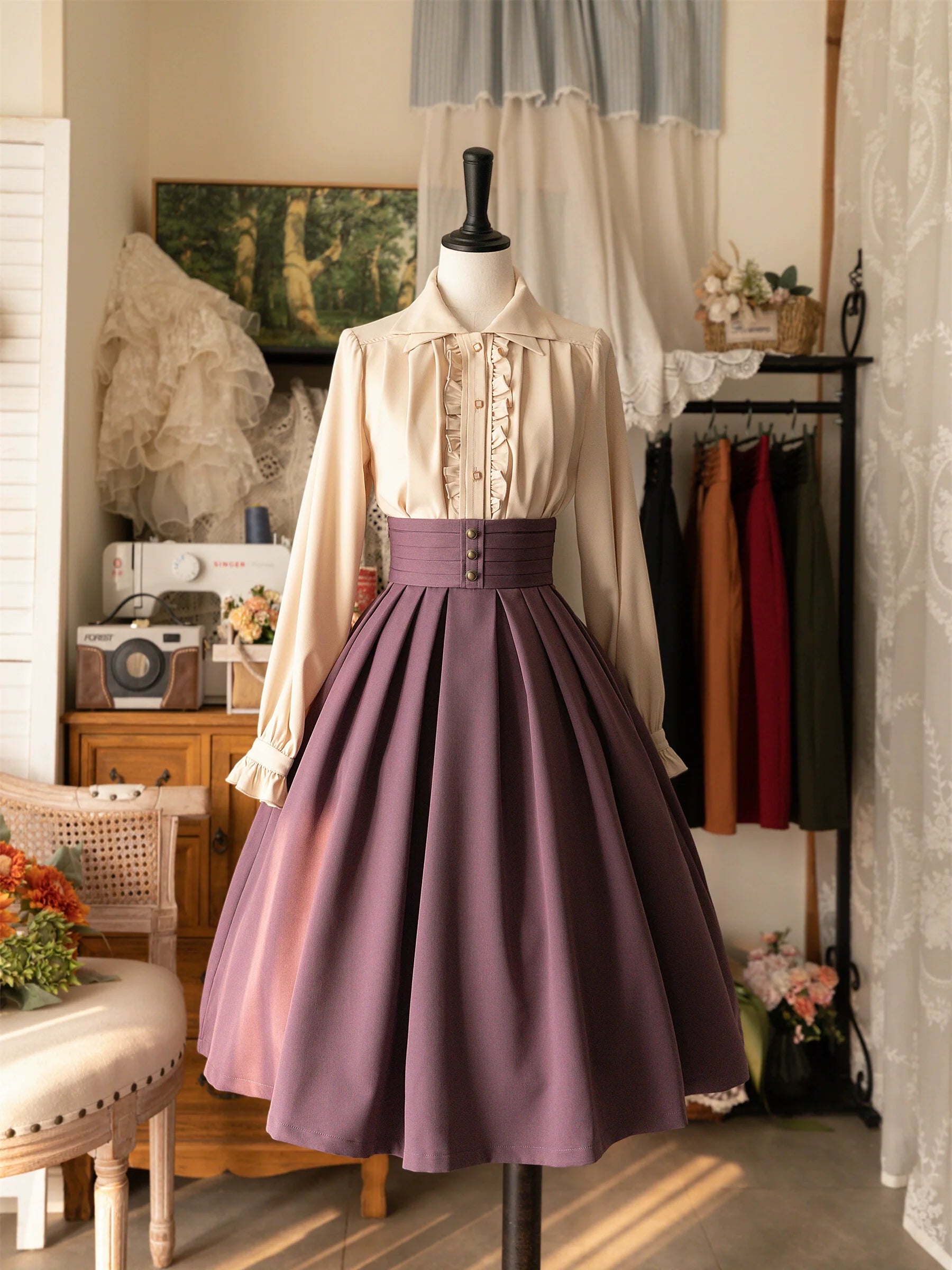 Forest Wardrobe - Forest Basket - Elegant Lolita Shirt Retro Dual Collar Versatile Shirt