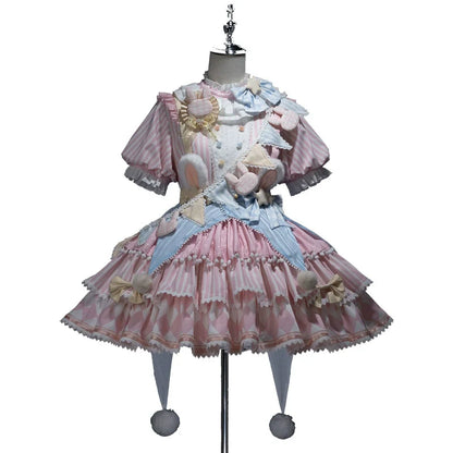 Forest Fluorescent Carps - Ouji Lolita OP Dress Circus Lolita Strip Prince Suit