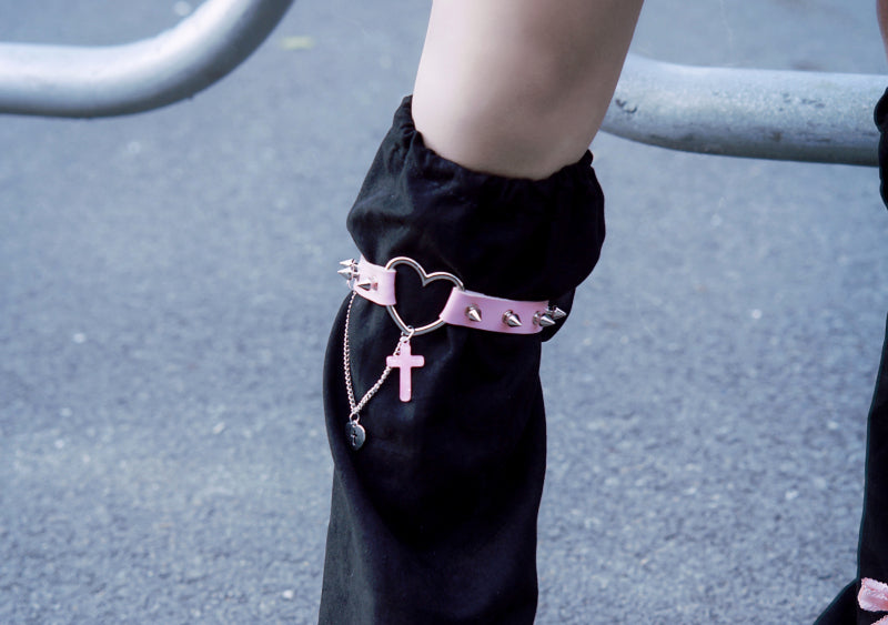 Strange Sugar - Gothic Suede Warm Leg Cover Black Pink