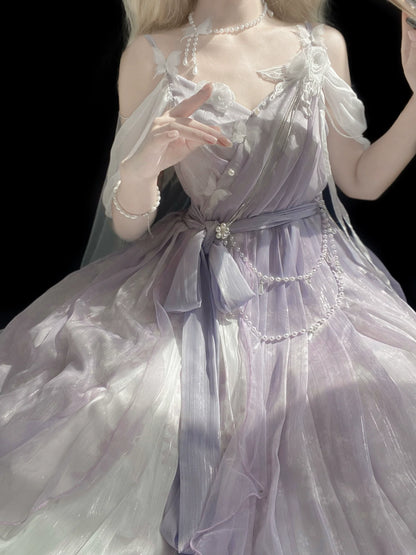 Meow Studio - Han Lolita Dress Side Slit Purple JSK Dress