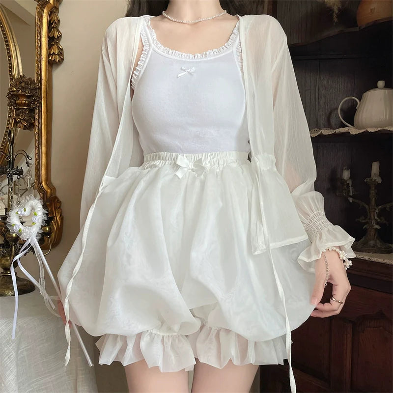 Sugar Girl - Casual Lolita Bloomer Solid Color Organza Shorts Bloomers