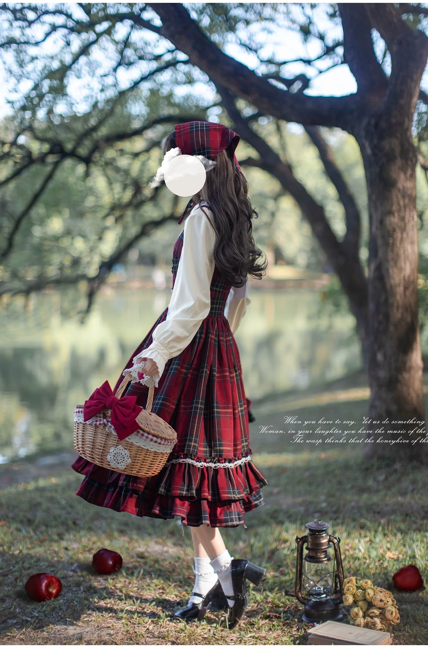 HuTaoMuJK - Little Red Riding Hood - Vintage Lolita Cape & JSK Dress Set