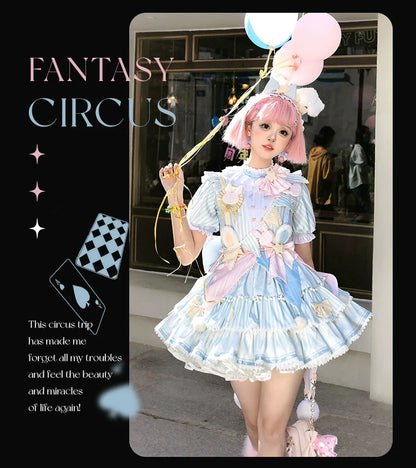 Forest Fluorescent Carps - Ouji Lolita OP Dress Circus Lolita Strip Prince Suit