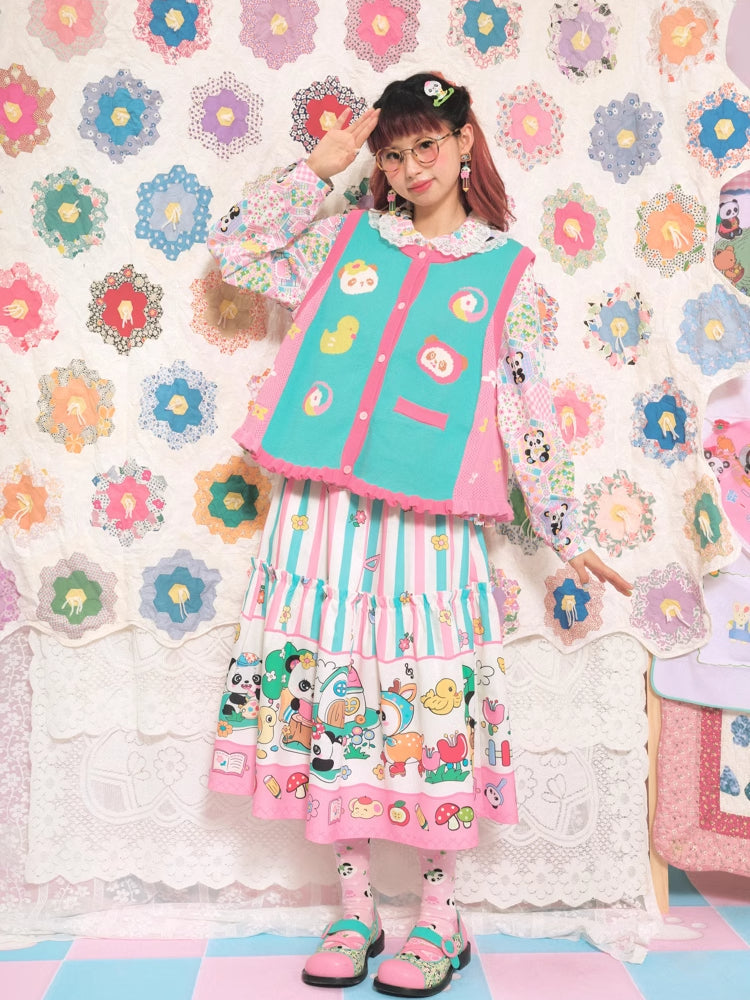 Striped print long skirt【s0000007680】