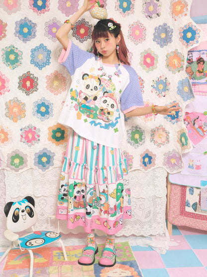 Striped print long skirt【s0000007680】