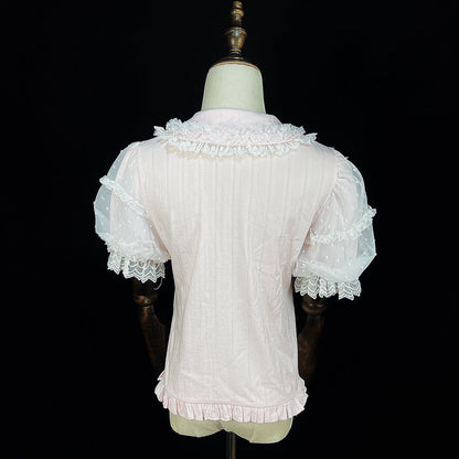DMFS Lolita - Lollipop - Sweet Lolita Shirt with Double-Layered Puff Sleeves