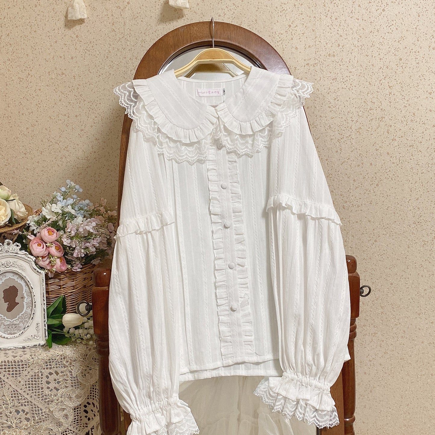 MIST - Cream Sweetheart - Kawaii Lolita Long-sleeve Blouse Multicolors