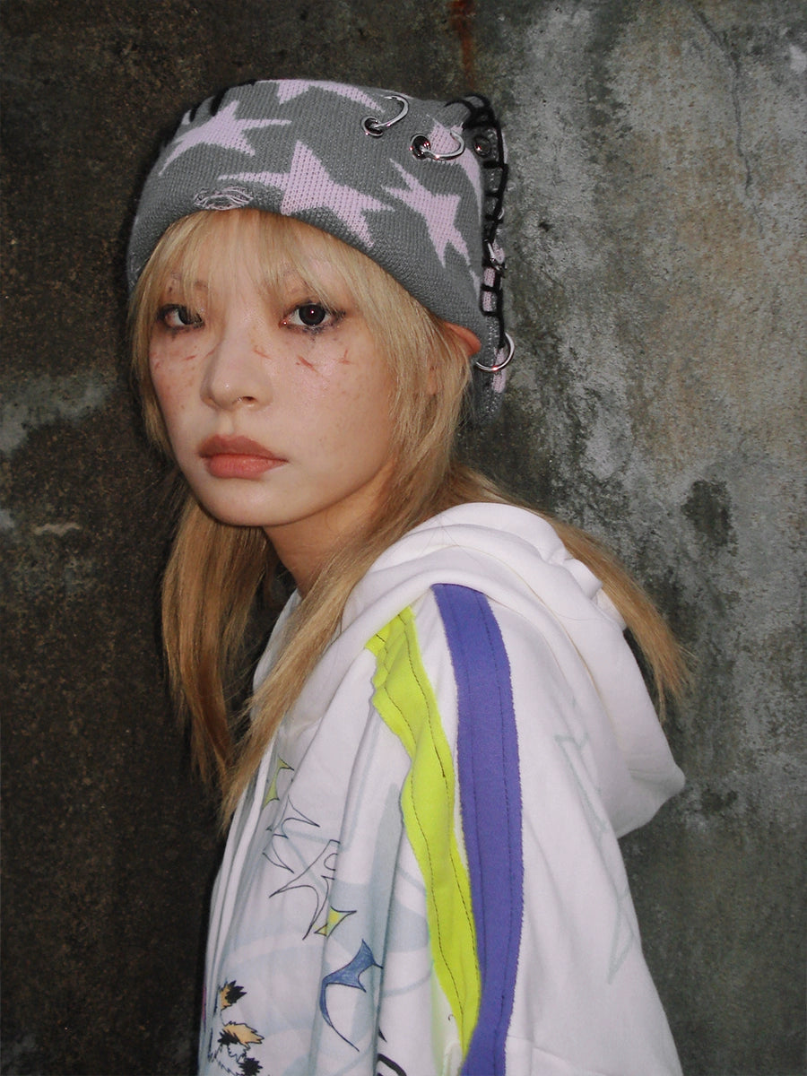 Rebellious Rabbit Five-pointed Star Knitted Cap【s0000004220】