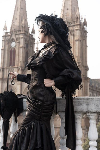 Muppet Mind Ben - Oracle - Gothic Lolita Mermaid Long Drape Skirt with Fishbone Corset