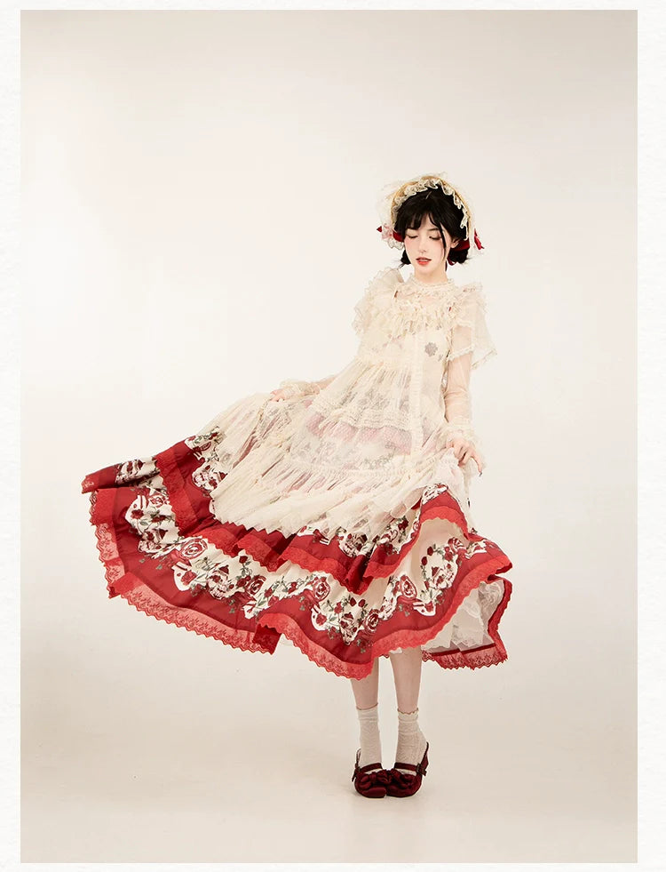 With PUJI - Letters and Poetry - Classic Lolita Tulle Over-Skirt for Summer