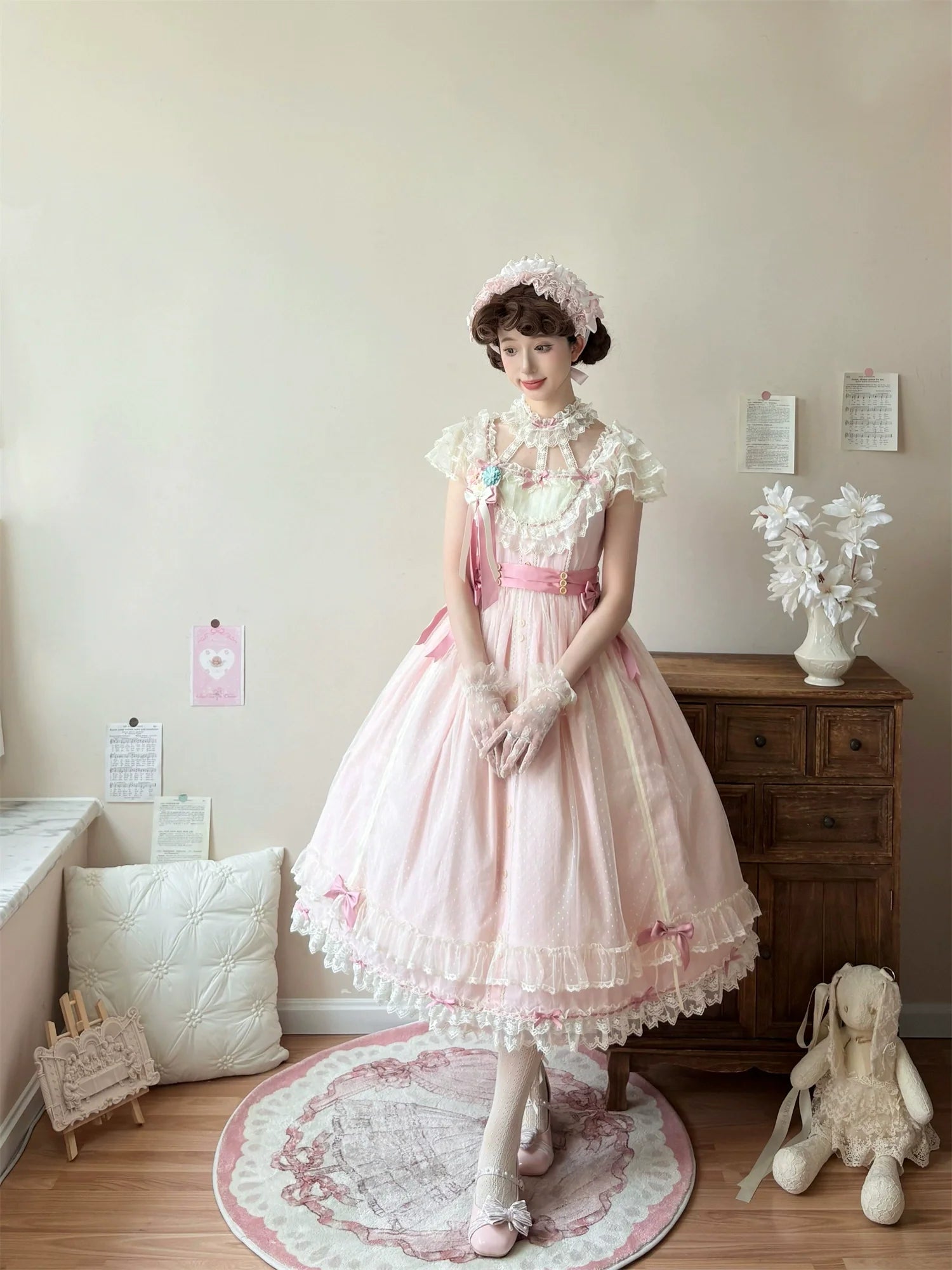 Uncle's Workshop - Fluttering Cherry Spring Strings - Cotton Sweet Lolita JSK Dress