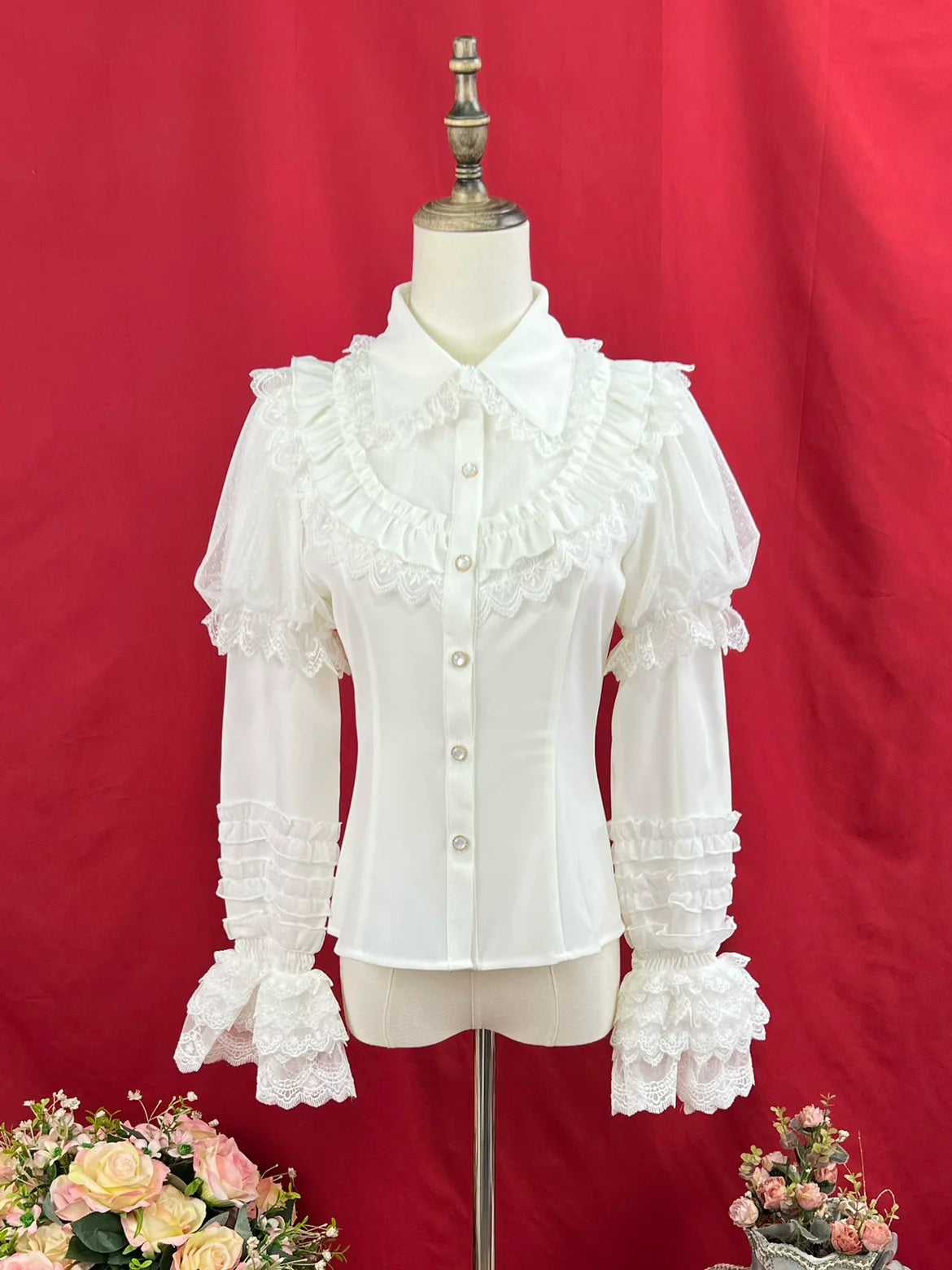 DMFS Lolita - Sweet Lolita Shirt Peter Pan Collar Blouse Detachable Sleeves