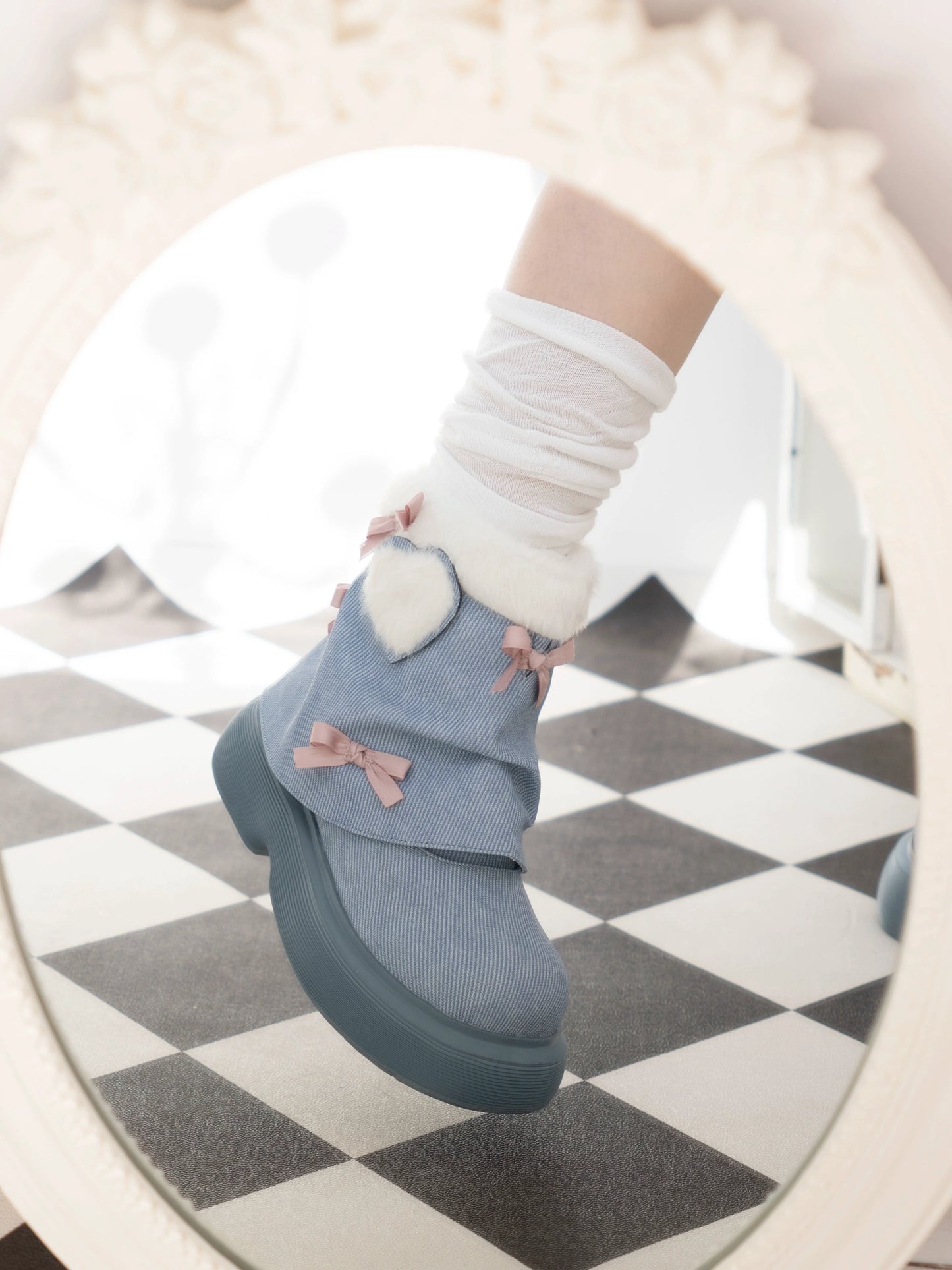 Dolly Doll - Ponyo - Winter Casual Lolita Boots Bow Thick Sole Shoes