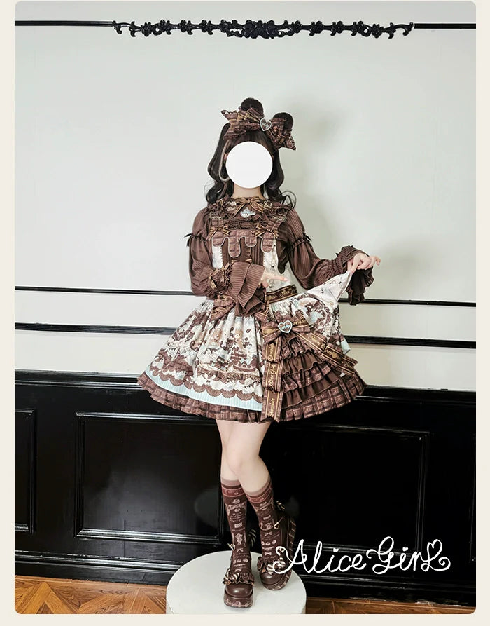 Alice Girl - Bear Chocolate Bar - Kawaii Lolita JSK & Salopette Dress