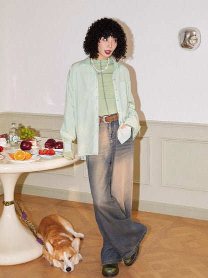 Butterfly print loose long sleeve shirt【s0000006553】