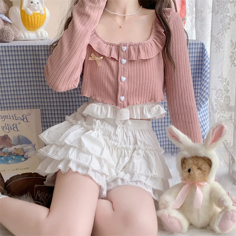 Sugar Girl - Cotton Lolita Bloomer, Loose Ruffled Hem Petticoat