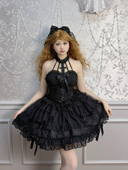 Alice Girl - Cross - Gothic Princess Lolita Corset with Multiple Layers Hem