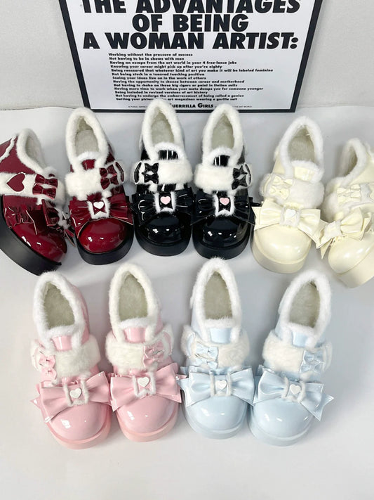 Puyuemeng - Cozy Cake - Winter Warm-lined Sweet Lolita Platform Shoes