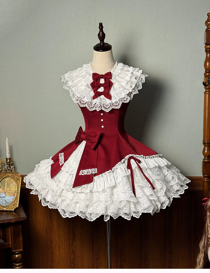 Alice Girl - Arrogant Miss - Sweet Lolita Jumper Dress with Tiered Lace Dress