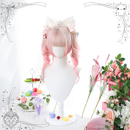 Dalao Home - Sweet Lolita Gradient Peach Pink Long Curly Wig