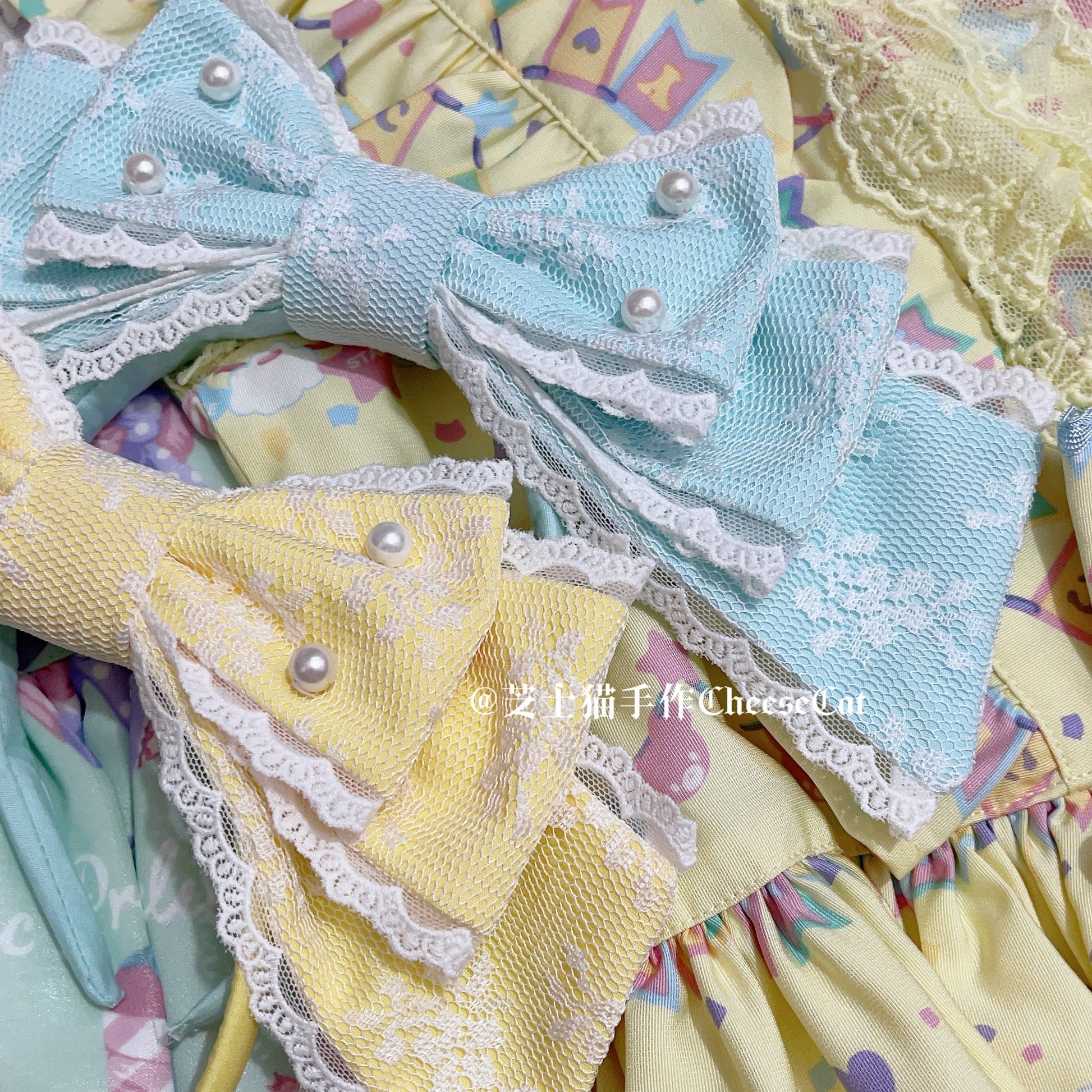 Cheese Cat - Sweet Lolita KC Lace Butterfly Lolita KC with Pearl