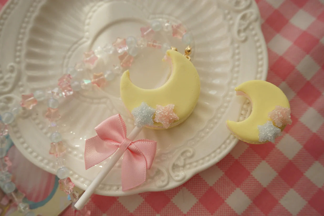Cat Tea Party - Kwaii Lolita Accessories Moon Lollipop Clay Necklace Ring