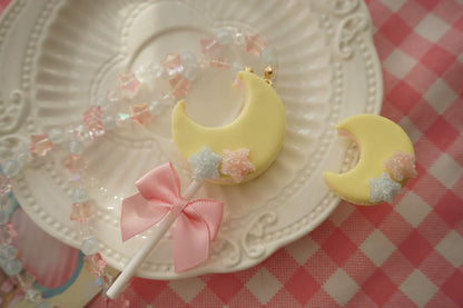Cat Tea Party - Kwaii Lolita Accessories Moon Lollipop Clay Necklace Ring