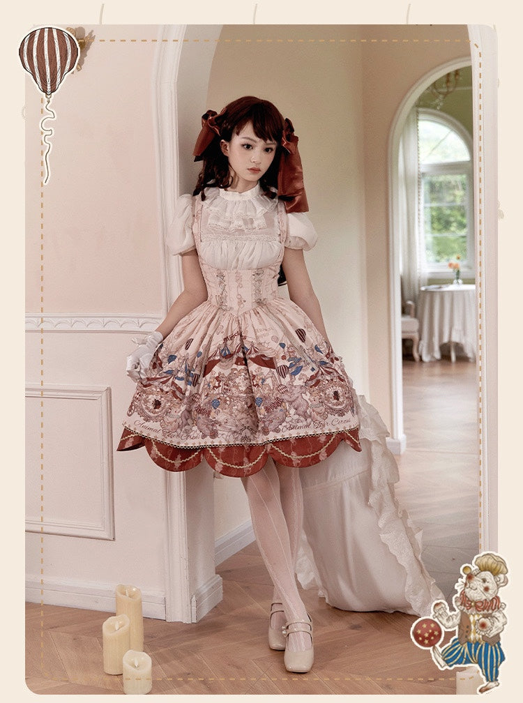Akiyama Future Studio - Miracle Circus - Kawaii Lolita Dress Bust-Supporting JSK with Circus Prints