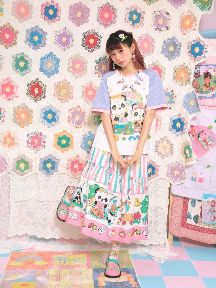 Striped print long skirt【s0000007680】