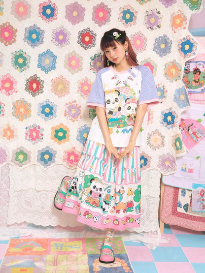 Striped print long skirt【s0000007680】