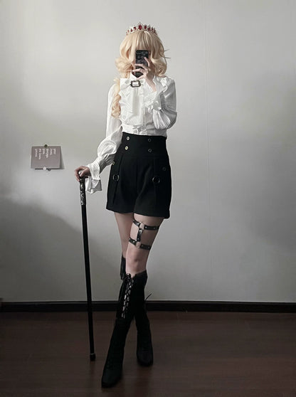 Gazing Galactic - Moonstone - Elegant Ouji Lolita Shirt, Detachable Jabot