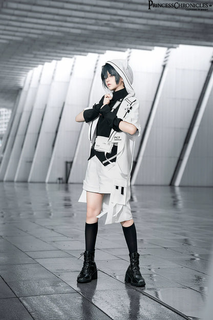 Princess Chronicles - White Cat - Futuristic Style Cool Lolita Pants Suit With Cat Ear Coat