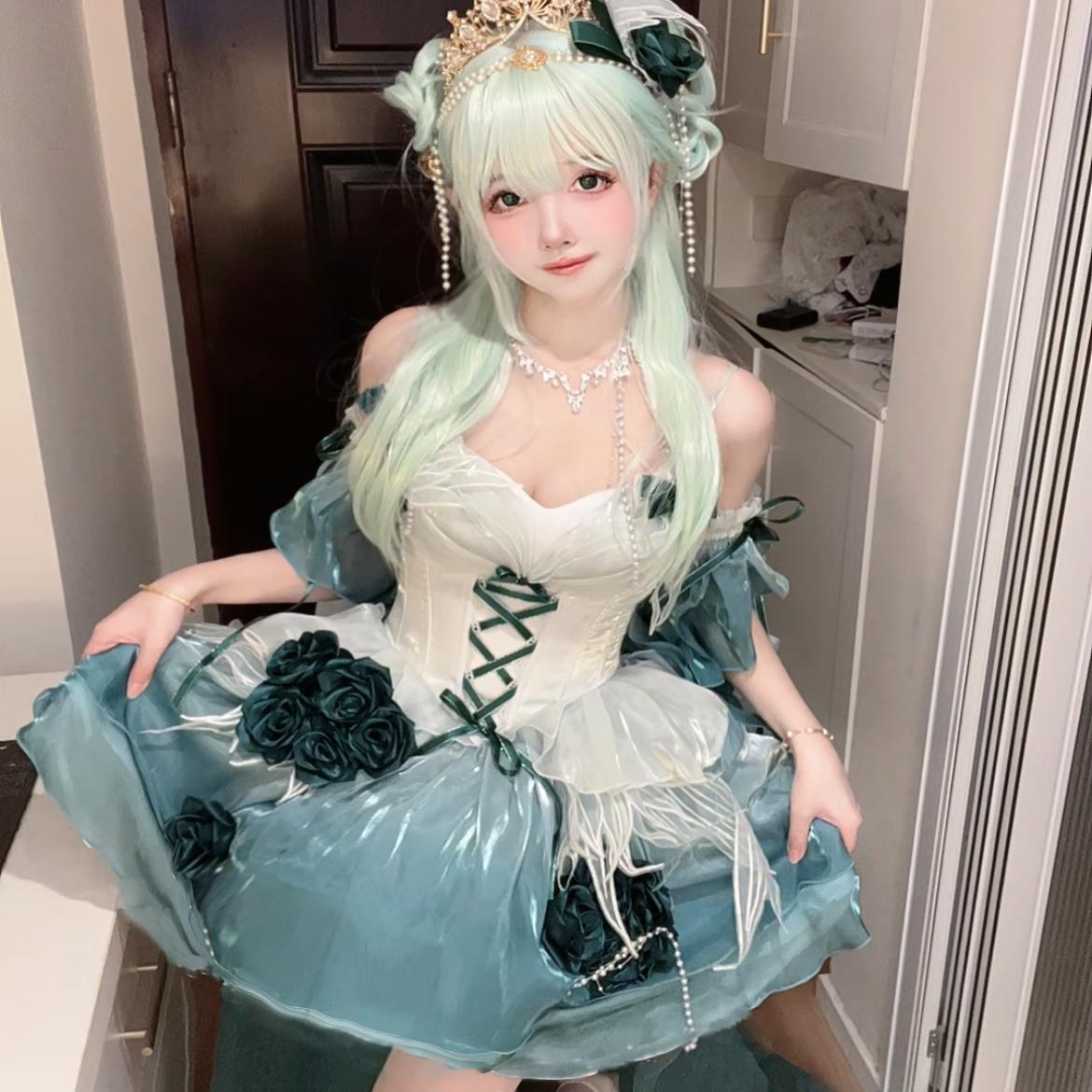 Meowing and fruity - Swan Fantasy - Fairy Lolita Short JSK Ballet-Style Jumper Dress