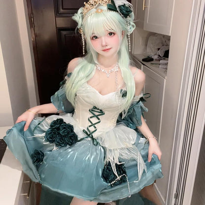 Meowing and fruity - Swan Fantasy - Fairy Lolita Short JSK Ballet-Style Jumper Dress