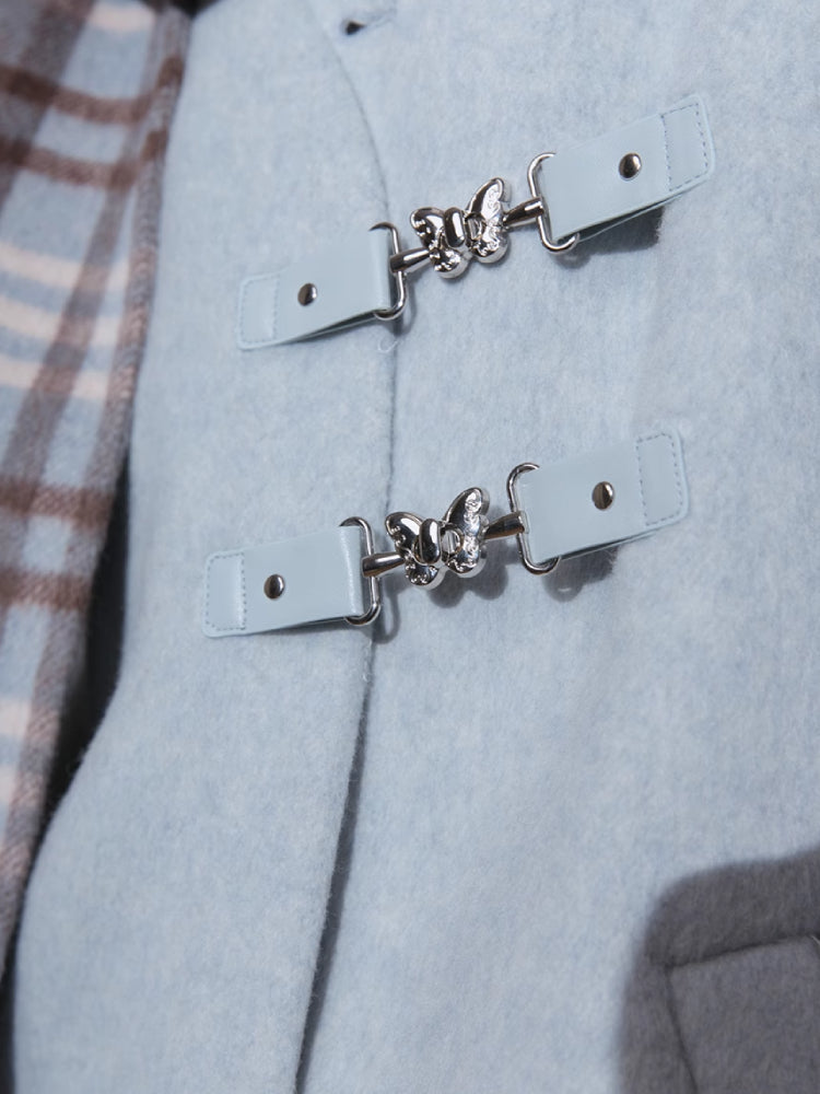 Fur edge plaid jacket + skirt【s0000005806】