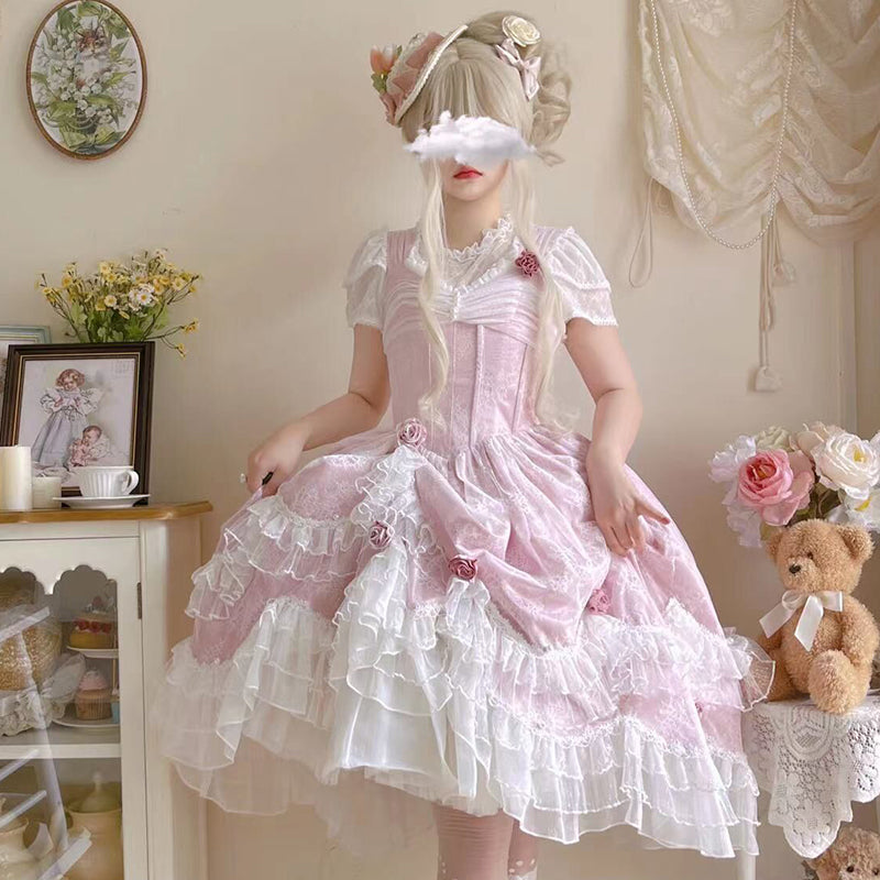 Sakurada Fawn - Manta - Plus Size Sweet Lolita JSK Dress with Rose Decoration