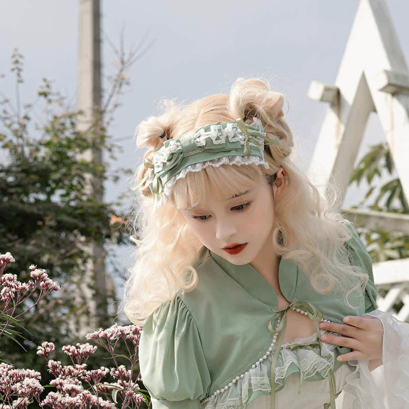Daydream Whisper - Toting Basil - Wedding Lolita Dress Accessories Bolero Necklace Cuffs Side Clip