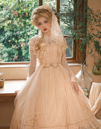 BittterSweet - Vintage Lolita OP Dress Old School Lace Long Dress