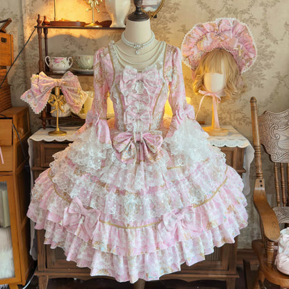 Hanguliang - Candlelight Sonata - Sweet Lolita Long Sleeve OP, Tiered Ruffles