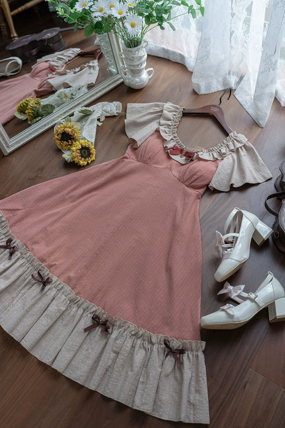 EESSILY - Cotton Plus Size Lolita OP Dress With Pockets & Detachable Bra Pads