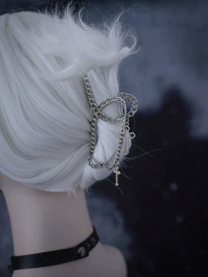 Strange Sugar - Gothic Lolita Hair Clip Alloy Bow Cross Lolita Claw Clip Accessories