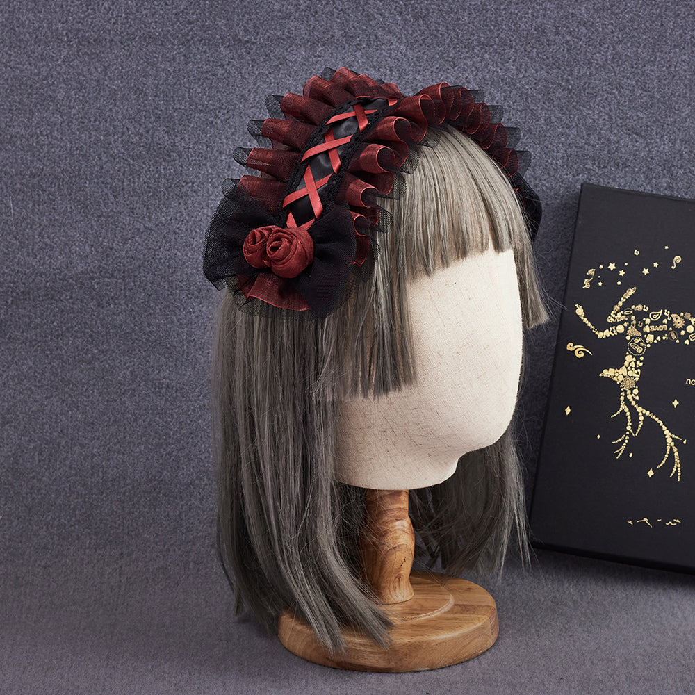 Sugar Time - Gothic Lolita Burgundy Hair Accessory
