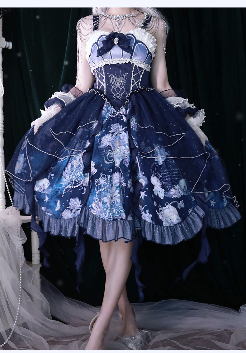 YingLuoFu - Original Elegant Lolita Blue Lolita JSK
