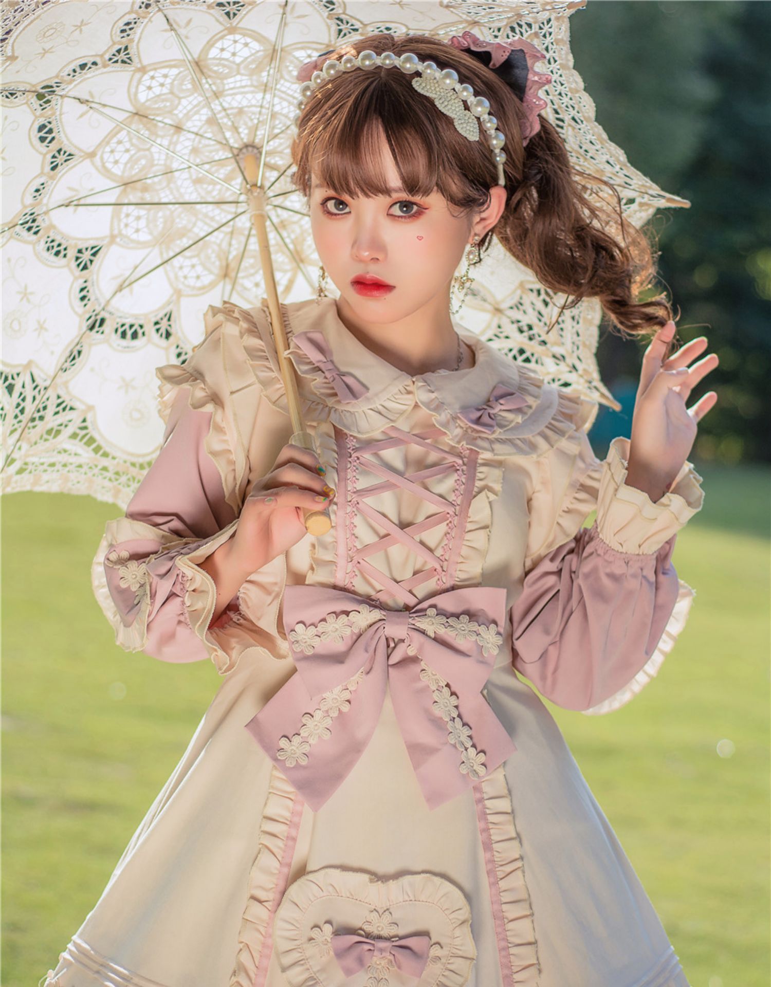 Niu Niu - Little Gardener - Plus Size Lolita OP Dress Pink Winter Long Sleeve