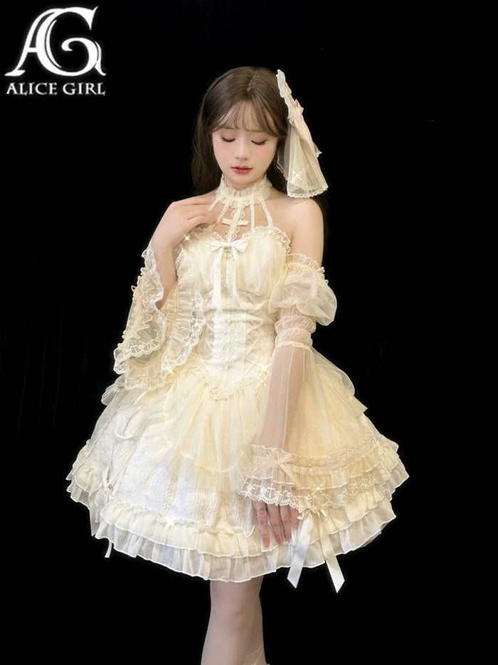 Alice Girl - Cross Princess - Sweet Lolita Princess Sleeves Cross Embroidery Sleeves