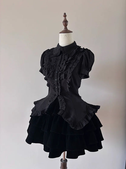 FlowerFairyDaily - Tiana's Wardrobe - Doll-like Lolita Shirt With Ruffles/Adjustable Back Strap