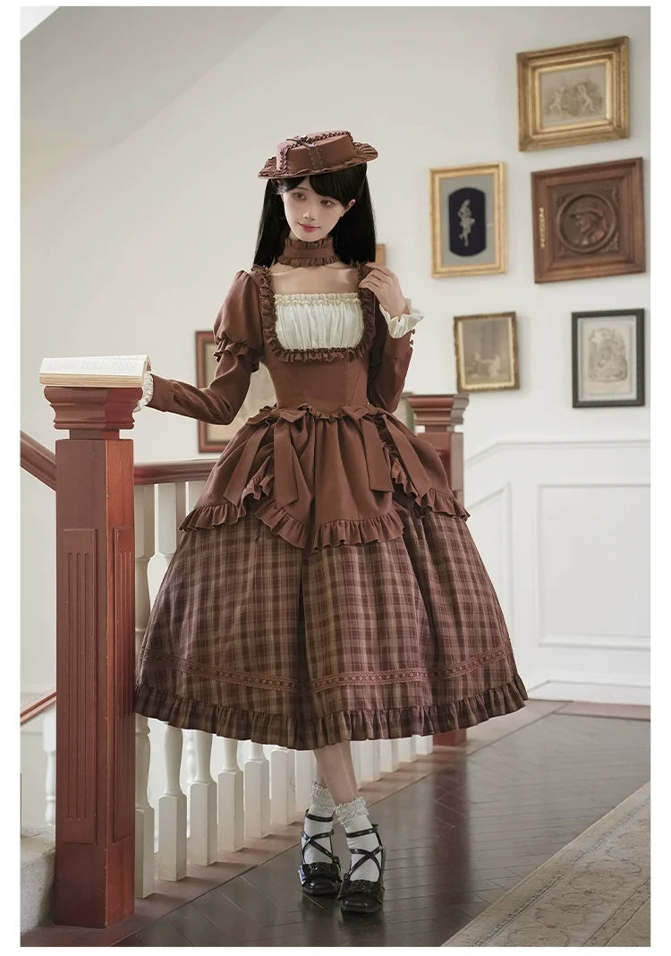 With PUJI - Oak Hymn - Classic Lolita Plaid OP Suit, Side Zipper