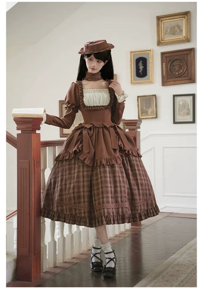 With PUJI - Oak Hymn - Classic Lolita Plaid OP Suit, Side Zipper