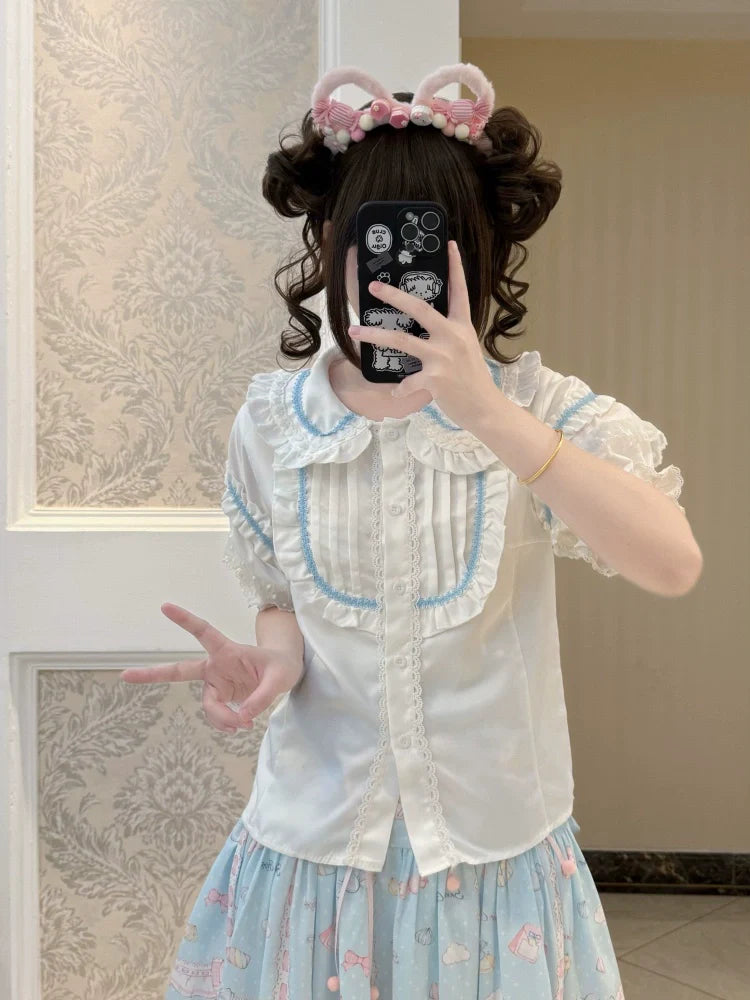 Suiyi - Meow Pompom - Sweet Lolita Salopette Dress Suit, Cat Print