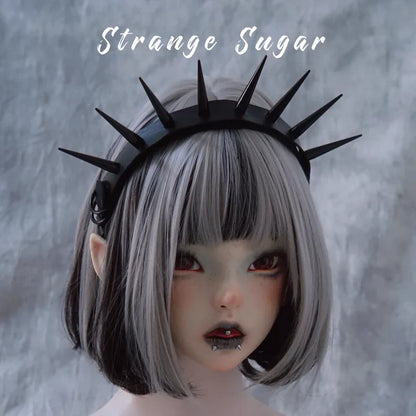 Strange Sugar - Punk Gothic Lolita KC Faux Leather Rivet Hair Accessories
